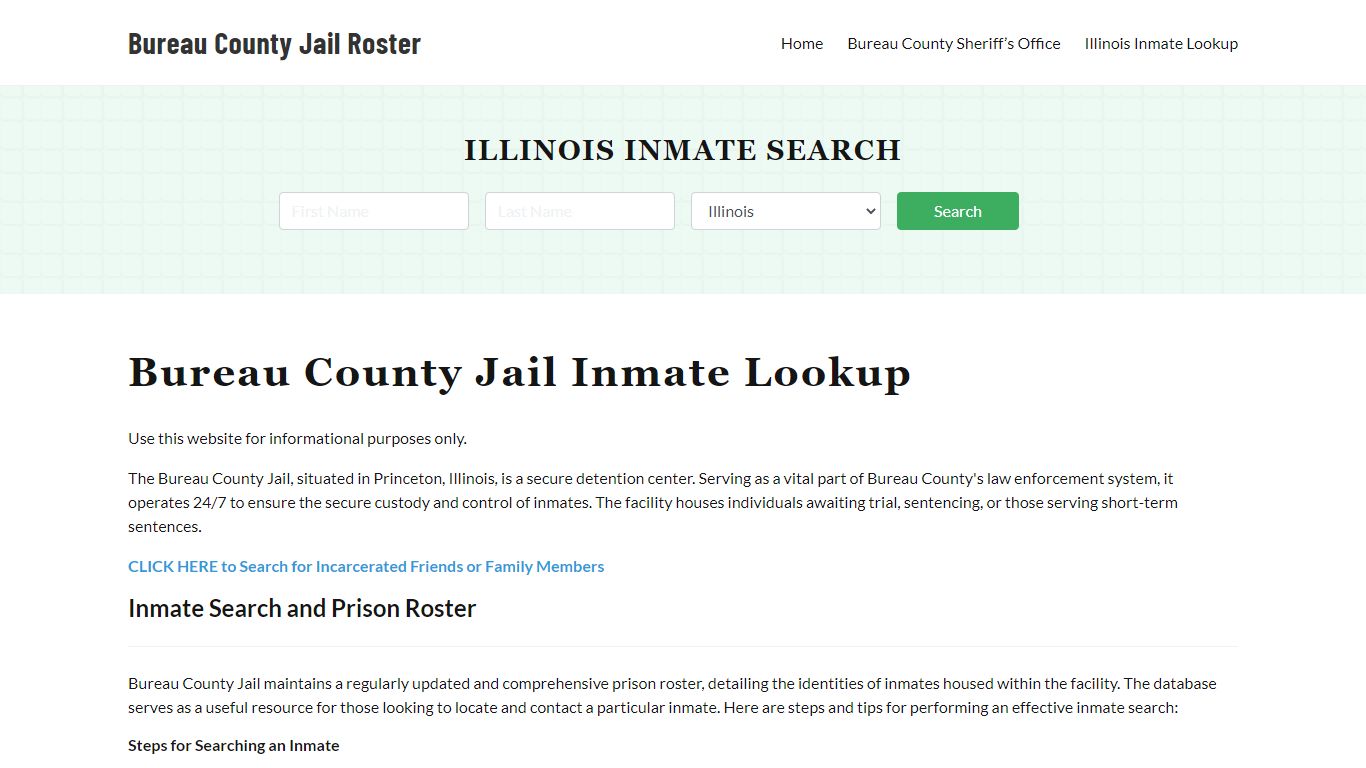 Bureau County Jail Roster Lookup, IL, Inmate Search