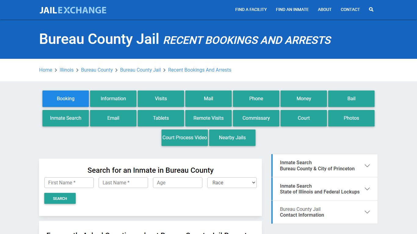 Bureau County Jail Recent Bookings And Arrests - Jail Exchange